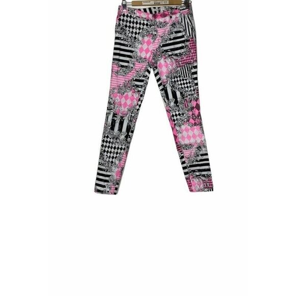 Lucy Paris Womens‎ Skinny Slim Pants Pink Black Flo - Picture 1 of 9